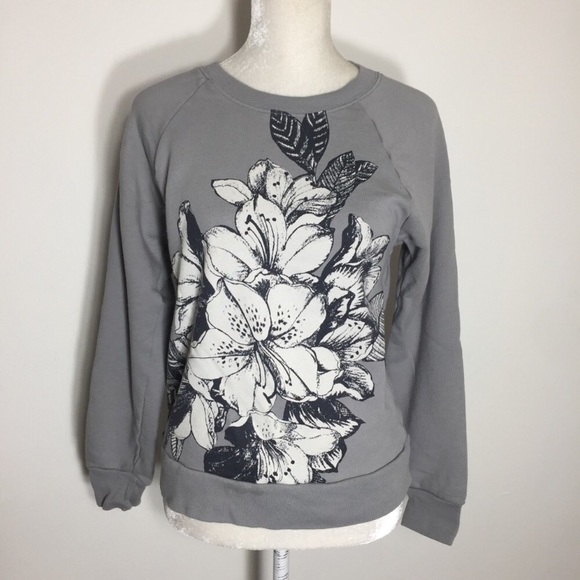 J. Crew Tops - 🍎J crew • gray floral Graphic sweatshirt